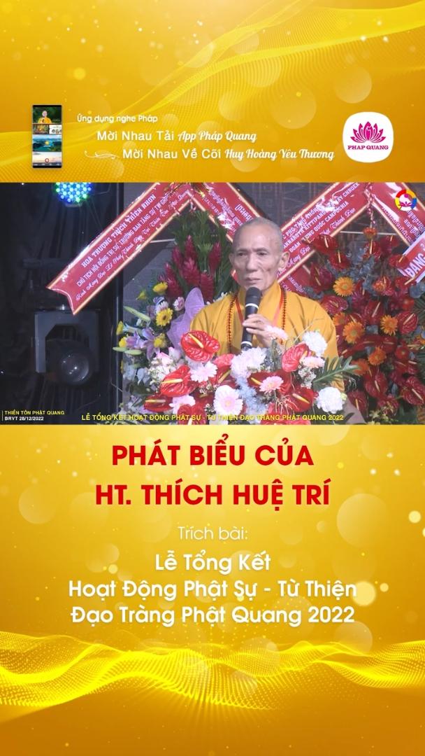 PHÁT BIỂU CỦA HT. THÍCH HUỆ  TRÍ